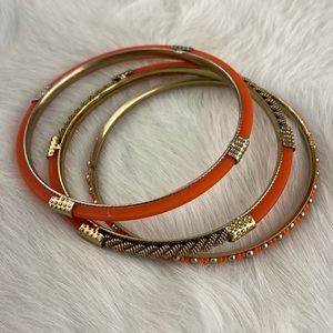 Orange & Gold Bangles Set of 3 High Quality Costume Jewelry
